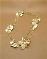 luxuriant 2 rows gold chain faceted flower necklaces