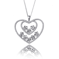 silver 925 heart pendant with cubic zirconia made in china