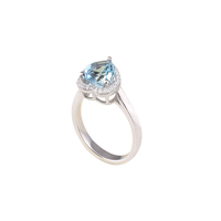 Silver 925 sky blue topaz genuine stone cz ring