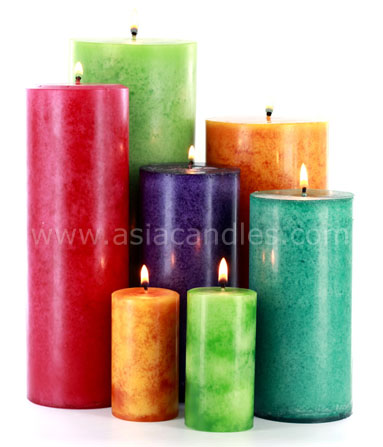 mottled pillar candles/ scented pillar candles with snowflake