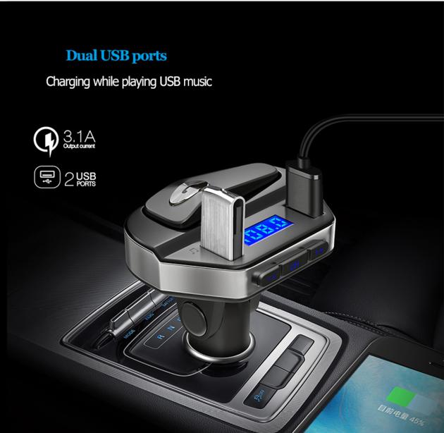 New V6 MP3 Player 3.1A Quick USB Charger FM Transmitter Bluetooth Stereo Handsfree Car Kit U Disk LC