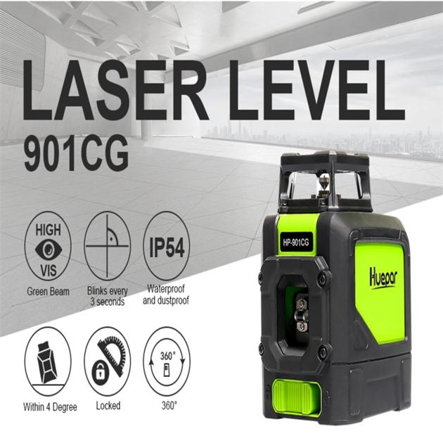 901CG Laser Level Green Beam Cross Laser Self-Leveling 360-Degree Coverage Horizontal And Vertical L