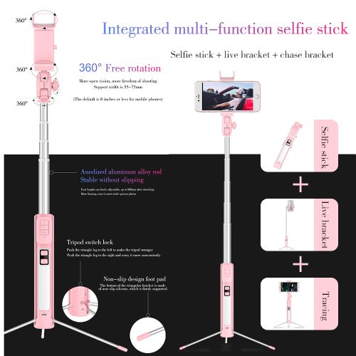 A18 CYKE 4 In 1 Selfie Stick Phone Tripod Extendable Monopod With Bluetooth Remote Beauty Fill