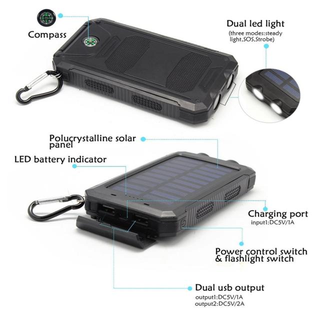 F6 Solar Power Bank 20000Mah Capacity
