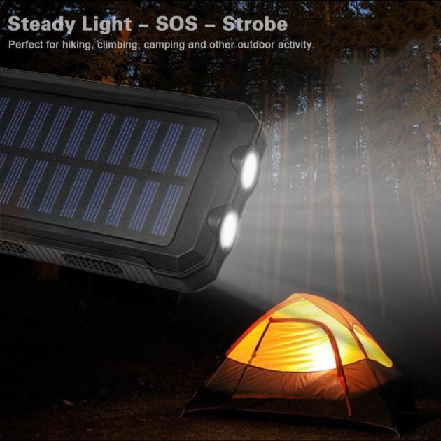 F6 Solar Power Bank 20000Mah Capacity Dual USB Portable Solar Cargador Battery Charger