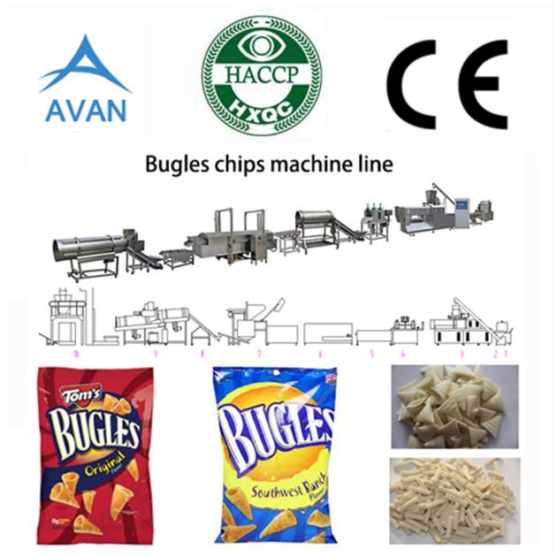 Automatic Fried Corn Bugle Snacks Production