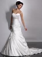 2011 Sexy Sweetheart Satin Court Strapless Beading Ruffles Wedding Dresses 