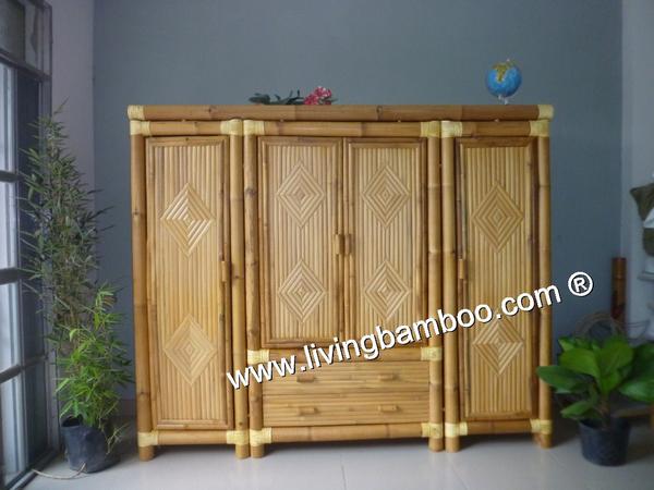 Bamboo Wardrobe Four Doors For Home Furniture
