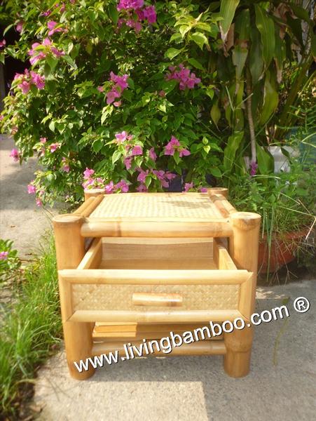 Bamboo Bed Side Table With Natural Color