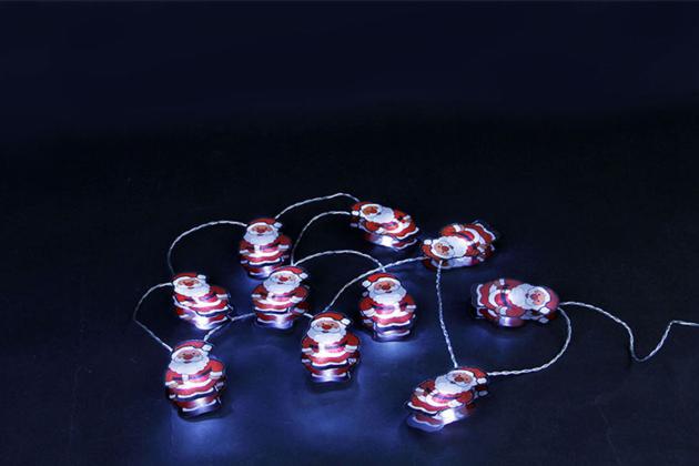 B/O 10 WHITE LED METAL SANTA LIGHT