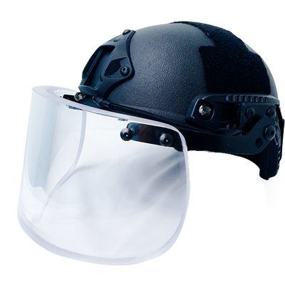 Ballistic protective bulletproof face shield/helmet visor