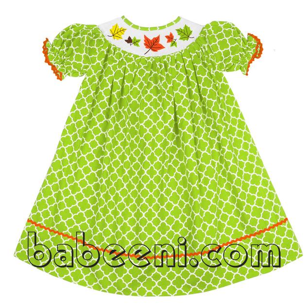 Nice falling leaf smocked bishop dress - DR 1992