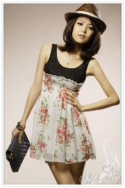 wholesale korean fashion young flower design dress