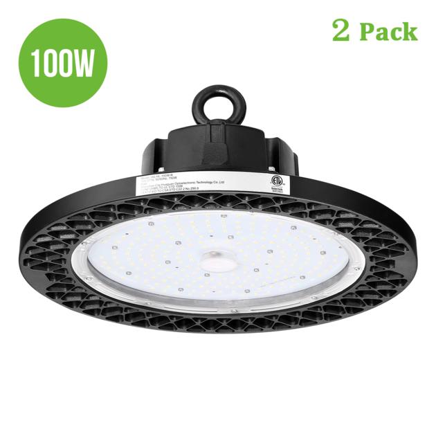 100W Daylight White LED UFO High Bay Lights, 120® Beam Angle, Pack of 2 Units