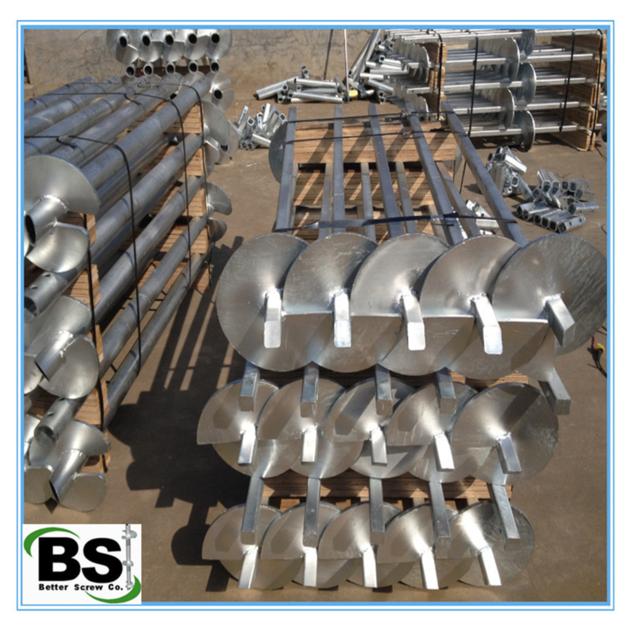 Galvanized square shaft steel pile with helical plates