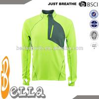 2014 green half zip 100% cotton mens active custom running t shirt  