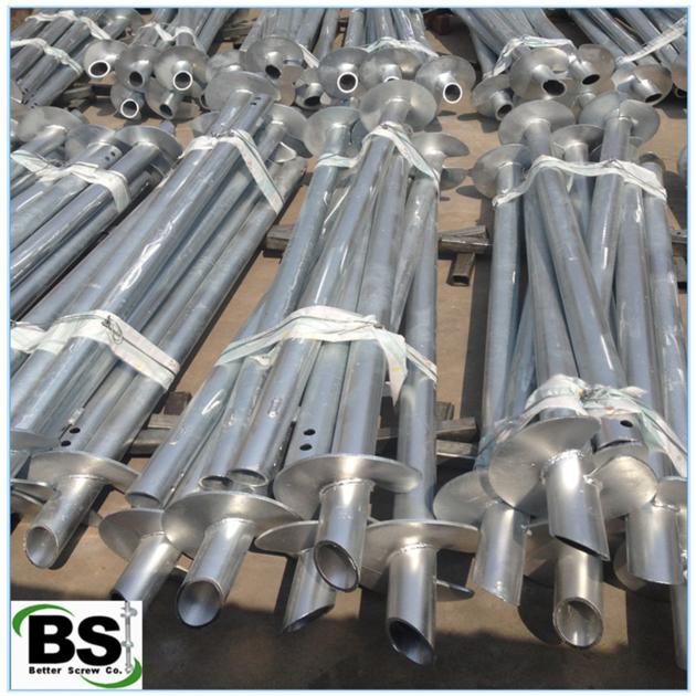 Tensile Round Shaft Helical Screw Piles of Helices Beveled 45 degrees