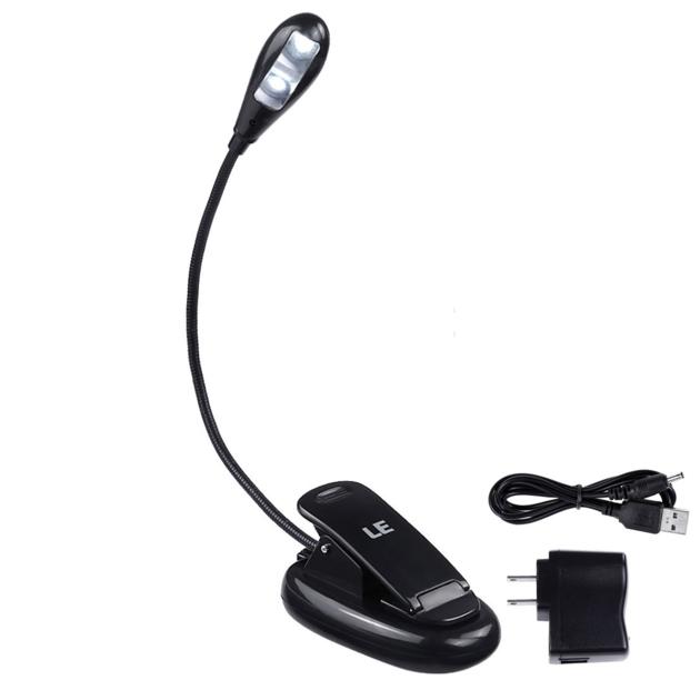 Portable LED Book Light, Rechargeable and Flexible, 2-Level Brightness