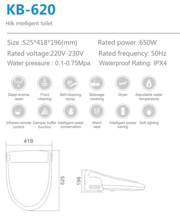 KB620 Remote Control Intelligent Toilet Cover