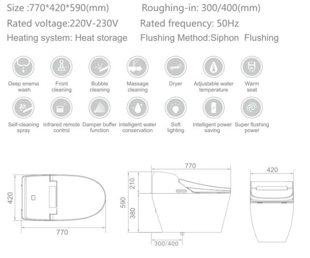 Complete Intelligent Smart Toilet Electronic Bidet