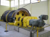 mine hoist, mine winder, mine windlass, mine winch, mine equipment