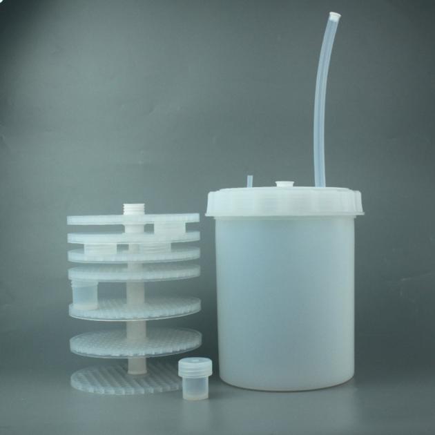 PFA Cleaning Canister 4L Utensil Washing Bucket 6L Vials Cleaning System Multilayer Soaking Rack