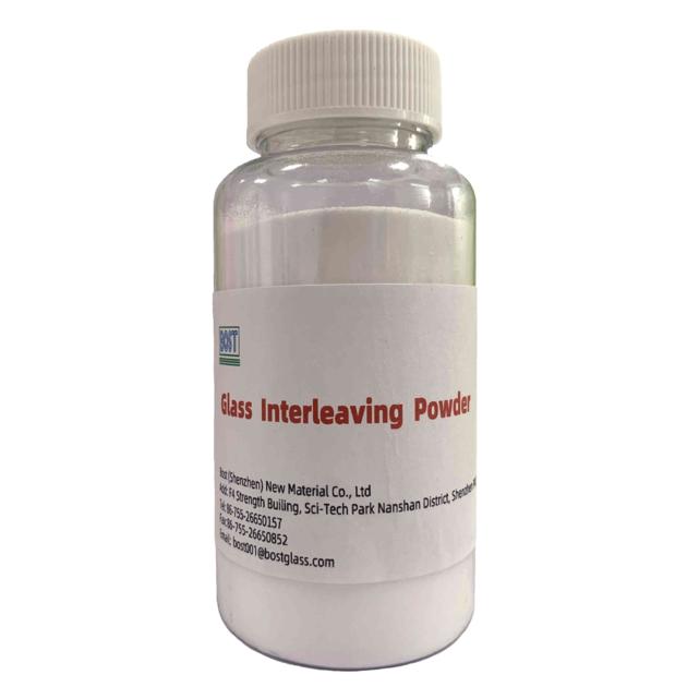Coated glass interleaving powder
