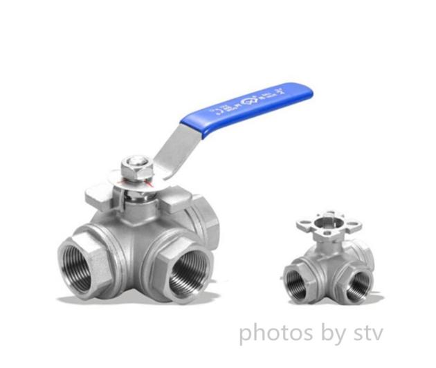 3 Way Ball Valve,T Type,CF8M Body,1000WOG,NPT End