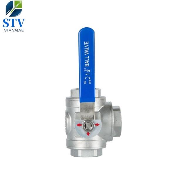 3 Way Ball Valve,T Port,CF8M Body,NPT End