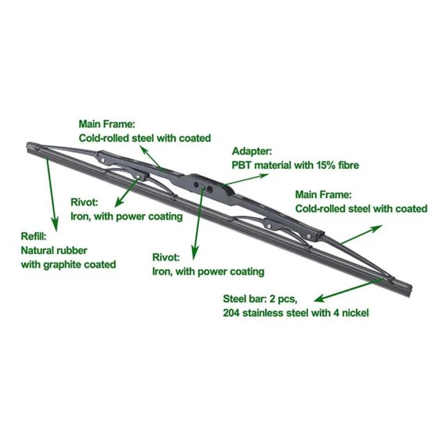 Bosoko T550 Front Frame Wiper Blades with J-hook Adapters