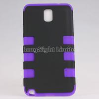 Hybrid Double Layer 3 Parts Hard Plastic Silicone Rubber Case For Samsung Galaxy Note 3 N9000     