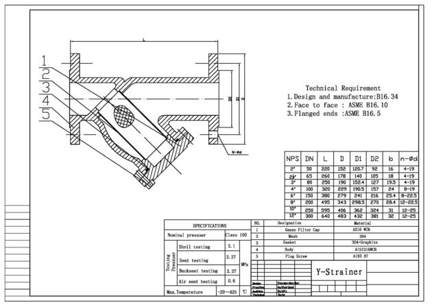 Cast Steel Y Type Flange Strainer