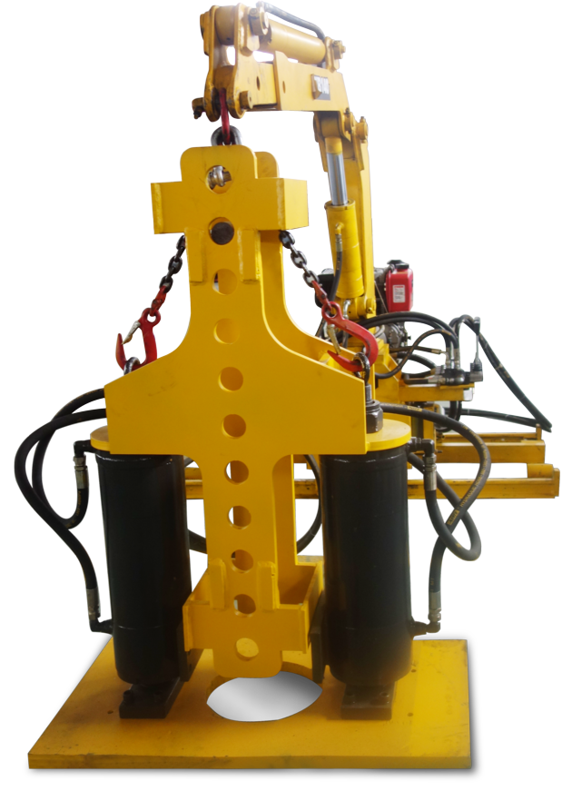 Highway guardrail pile extract machine