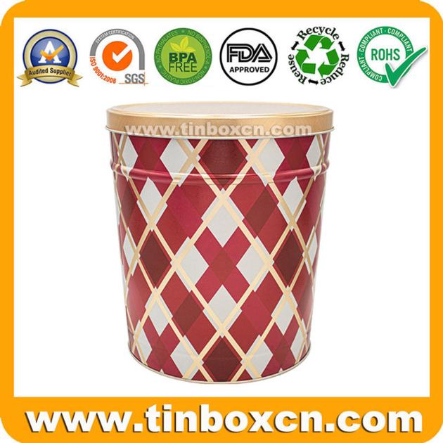 3.5 Gallon Custom Xmas Popcorn Tin Can With Lid For Sale