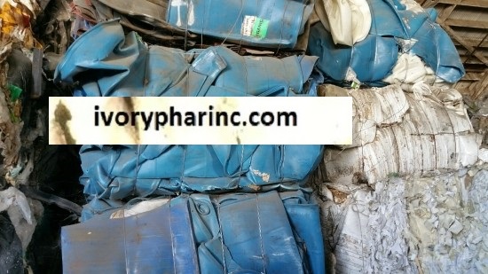 High Density Polyethylene (HDPE) Drum Scrap For Sale, Bale, Blue regrind