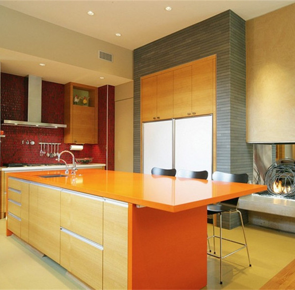 Wholesale Bright Orange China Man-made Quartz Stone Slab