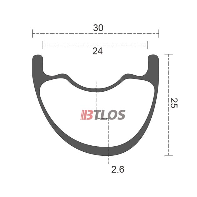 BTLOS 30mm width Asymmetric carbon XC Trail All mountain bicycle rims M-i24A