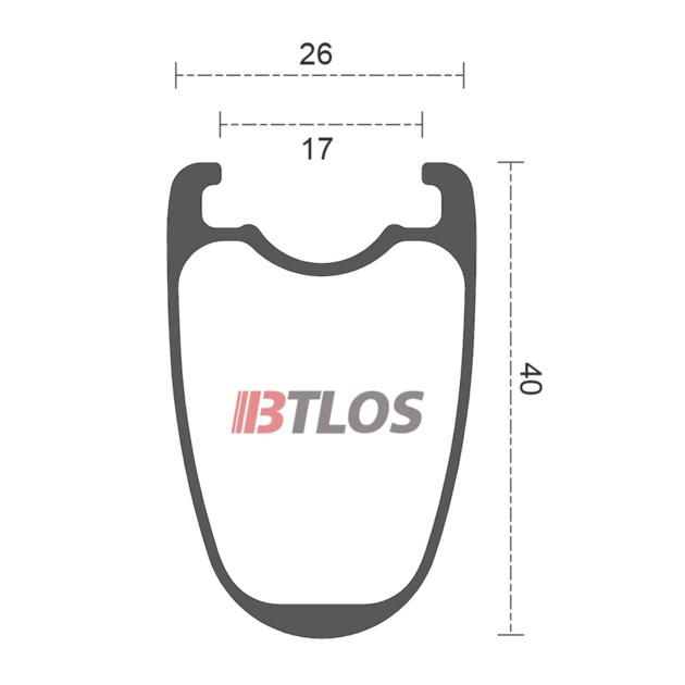 BTLOS RC-40 700c 40mm depth tubeless-compatible carbon clincher road bicycle rim