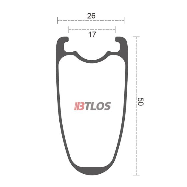 BTLOS RC-50 carbon rims clincher road bike 700c 50mm deep disc brake available