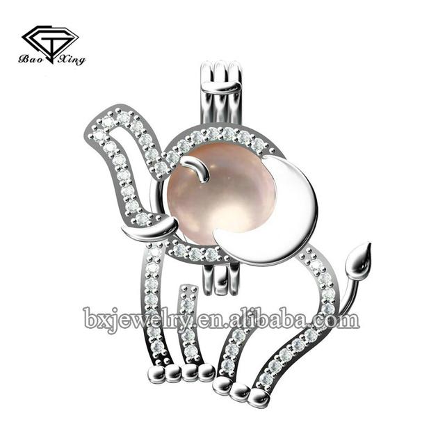 Hot products 2017 new design cubic zircon elephant cage pendant for pearl
