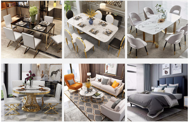 Artificial Marble Dining Tables Stainless Steel