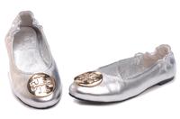 tory burch women sheepskin flat shoes,silver