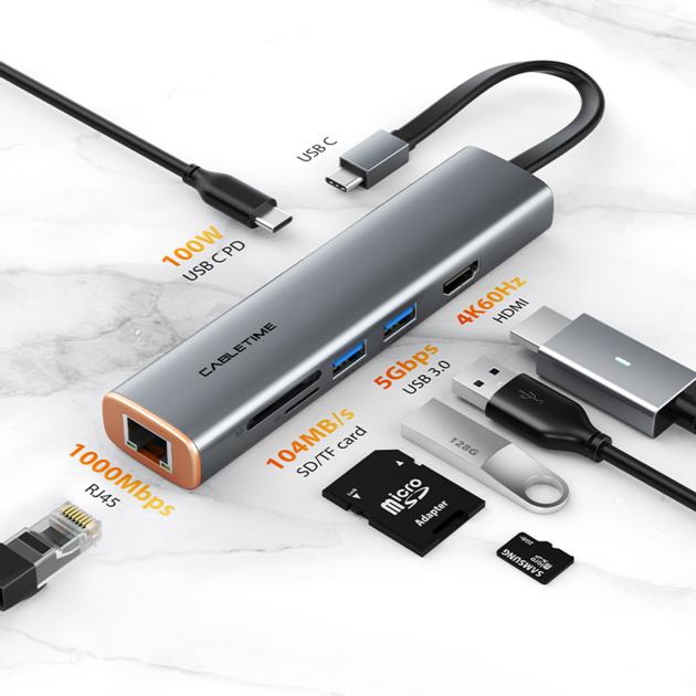 CABLETIME 7 In 1 Slim USB