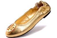 NWT Tory Burch Sheepskin leather ballet flat shoes,gold