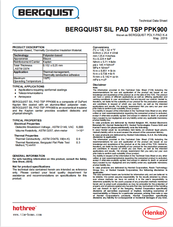 BERGQUIST POLY PAD K 4 SIL