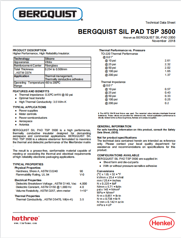 BERGQUIST SP2000 SIL PAD 2000 SIL