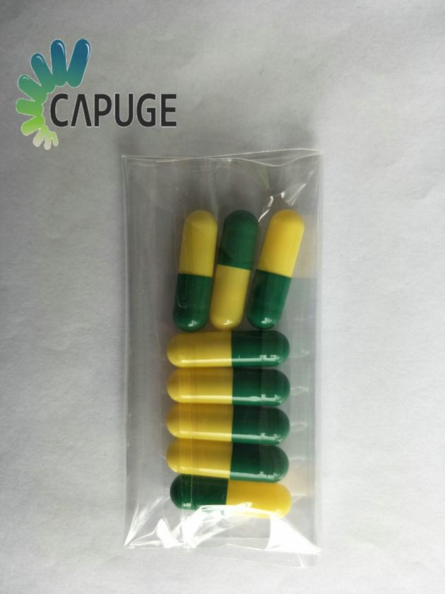 Empty gelatin capsules green&yellow size 1 0