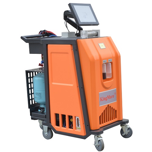Fully automated AC flush recovery recharge machine for R-134a 2 in 1