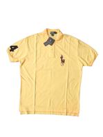 classic short sleeve style polo shirt,ralph lauren with multicolor pony,yellow