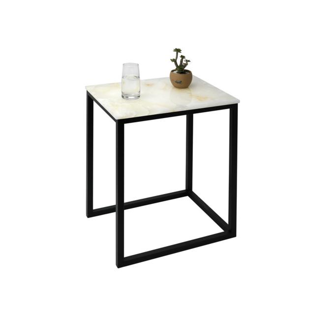 COT030 square white marble table metal frame